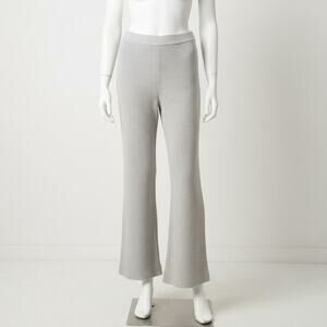 Rachel Zoe Gray Ribbed Knit Wide Leg Sweater Pants Cozy Lounge Soft Large